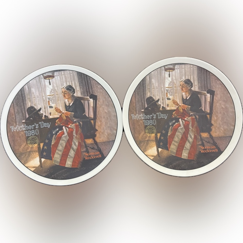 Norman Rockwell Collector Plates – “A Mother’s Pride” (1980) – Set of 2